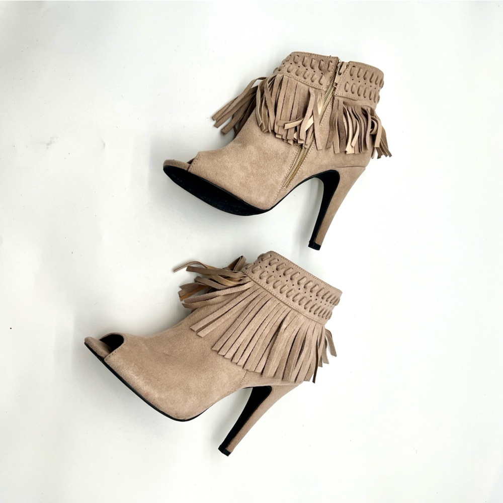 C Label 10 suede boots with open toe Sz 9 - Picture 3 of 11